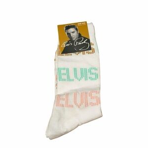 Elvis Presley White Socks with Multicolor Design